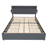 Bed With USB Charging Station, LED Lights, Headboard & Storage Drawers