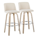 Toriano - 30" Fixed-Height Barstool (Set of 2) - Cream And Light Brown