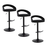 Grotto - Upholstered Adjustable Barstool - Black Metal Base
