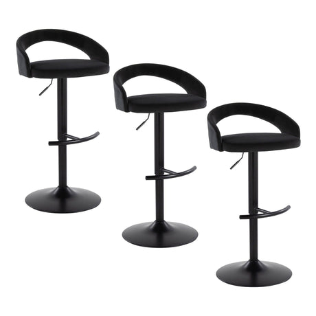 Grotto - Upholstered Adjustable Barstool - Black Metal Base