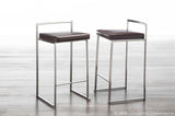 Fuji - Stackable Counter Stool (Set of 2) - Brown Faux Leather