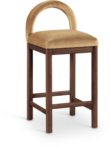 Conrad - Velvet Counter Stool With Brown Legs