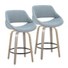 Fabrizzi - 26" Fixed-Height Counter Stool With Swivel And Round Black Metal Footrest (Set of 2) - Light Gray Wood