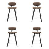 Fox - Counter Height Curved Back Wood Bar Stool With Faux Leather Seat