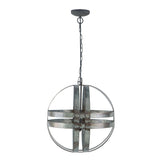 4 Light Galvanized Chandelier, Hanging Light Fixture With Adjustable Chain For Kitchen, Bulb Not Included - Gray