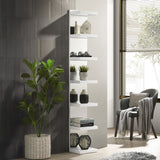 Glam Open Shelving Rack With Mirrored Back For Living Room - Cream / White