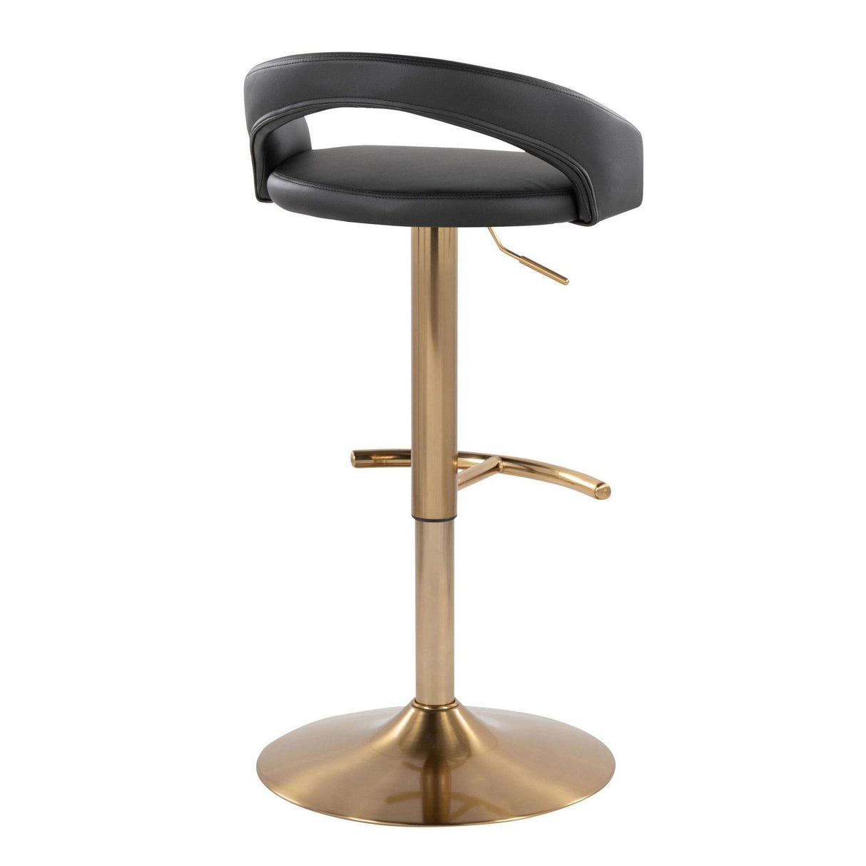Grotto - Upholstered Adjustable Barstool - Gold Metal Base