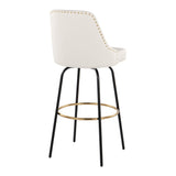 Marcel - Studded-Contemporary Fixed-Height Swivel Barstool (Set of 2)