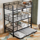 Triple Bunk Bed With Trundle, Heavy Duty Steel Construction