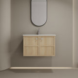 Wall Mounted Bathroom Vanity With Ceramic Sink And 2 Soft Closing Doors