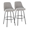 Marcel - 30" Fixed-Height Barstool With Swivel And Round Black Metal Footrest (Set of 2) - Black Metal