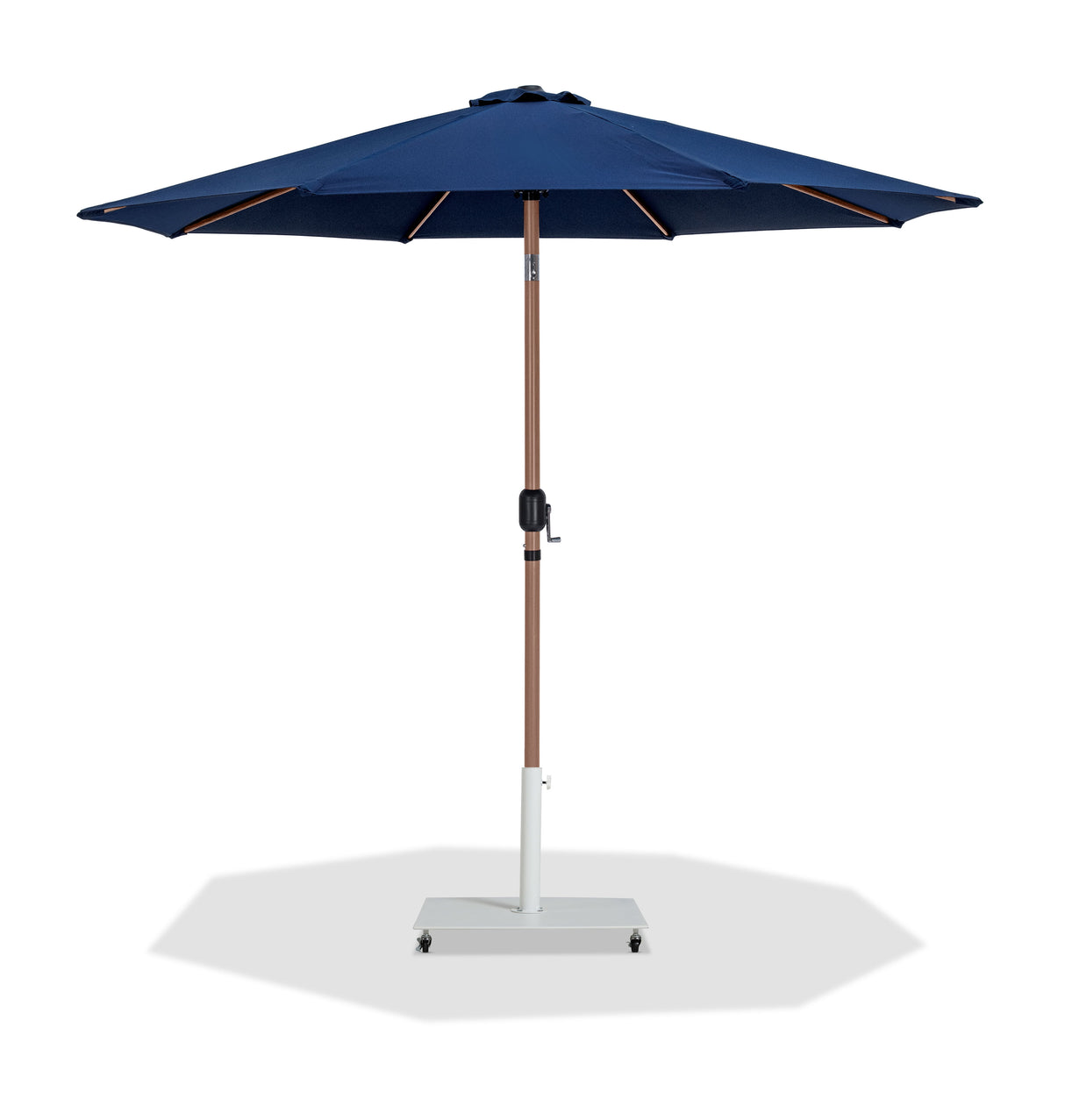 Fiji - Aluminum Patio Umbrella With Square White And Teak Base