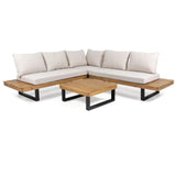 Sebastian - Hand Crafted 4 Piece Sofa Set With Water Resistant Cushions - Beige / Teak