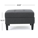 Storage Ottoman With Birch Wood Legs And Cushioned Top For Comfort