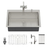 Drop-In Kitchen Sink With Pull-Out Faucet And Soap Dispenser