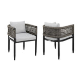 Alegria - Outdoor Patio Dining Chair In Aluminum With Gray Rope And Cushions - (Set Of 2)