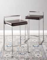 Fuji - Stackable Counter Stool (Set of 2) - Brown Faux Leather