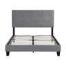 Modern Upholstered Platform Bed Frame With Button Tufted Linen Headboard And Wood Slat Support