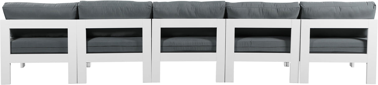 Nizuc - Outdoor Patio 5 Seat Modular Armless Sofa With White Frame