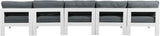 Nizuc - Outdoor Patio 5 Seat Modular Armless Sofa With White Frame