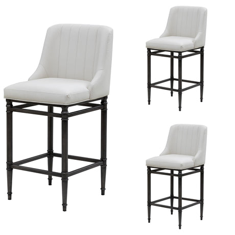 Marvin - Steel Frame Faux Leather Upholstered Bar Height Barstool