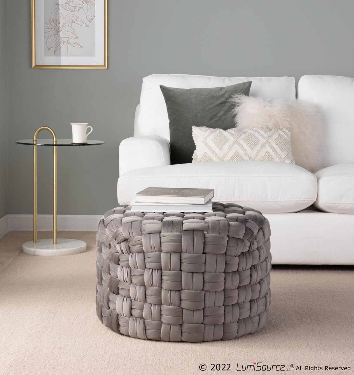 Braided - Round Velvet Ottoman