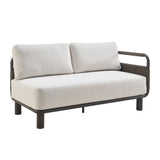 Brampton - 93" Metal Outdoor Sectional With Cushions - Gray / Off White