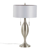 Anabelle - Metal Table Lamp (Set of 2) - Brushed Nickel, Light Silver Fabric
