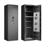 Gun Safes For Home Rifle And Pistols, Fingerprint Electronic Safe With Quick Access, Detachable Partition - Black