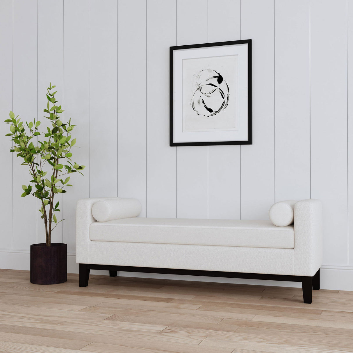 Thomas - Raised Arm Accent Bench - Ivory