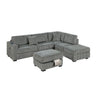 3 Piece Sectional Sofa With Reversible Chaise And USB Storage Ottoman