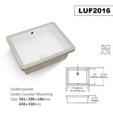 Modern Rectangular Undermount Bathroom Sink With Overflow Ceramic