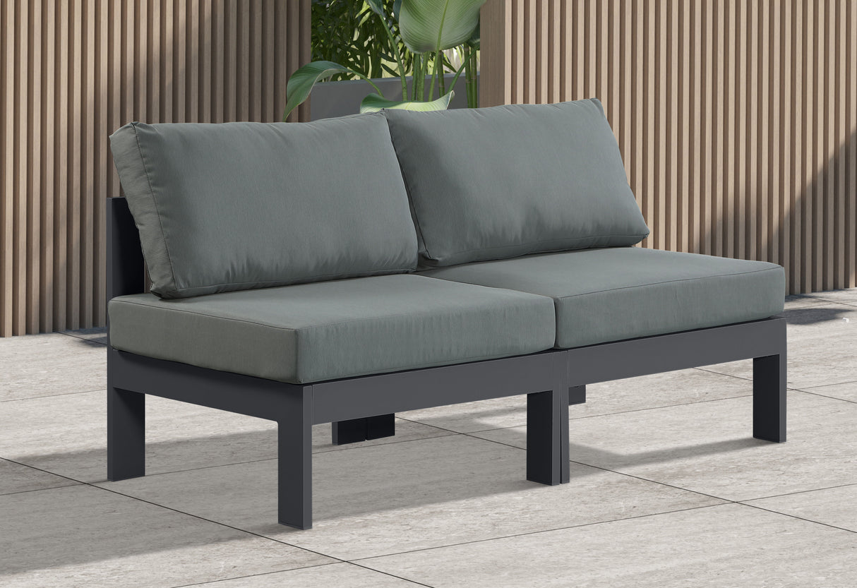 Nizuc - Outdoor Patio 2 Seat Armless Modular Sofa With Gray Frame
