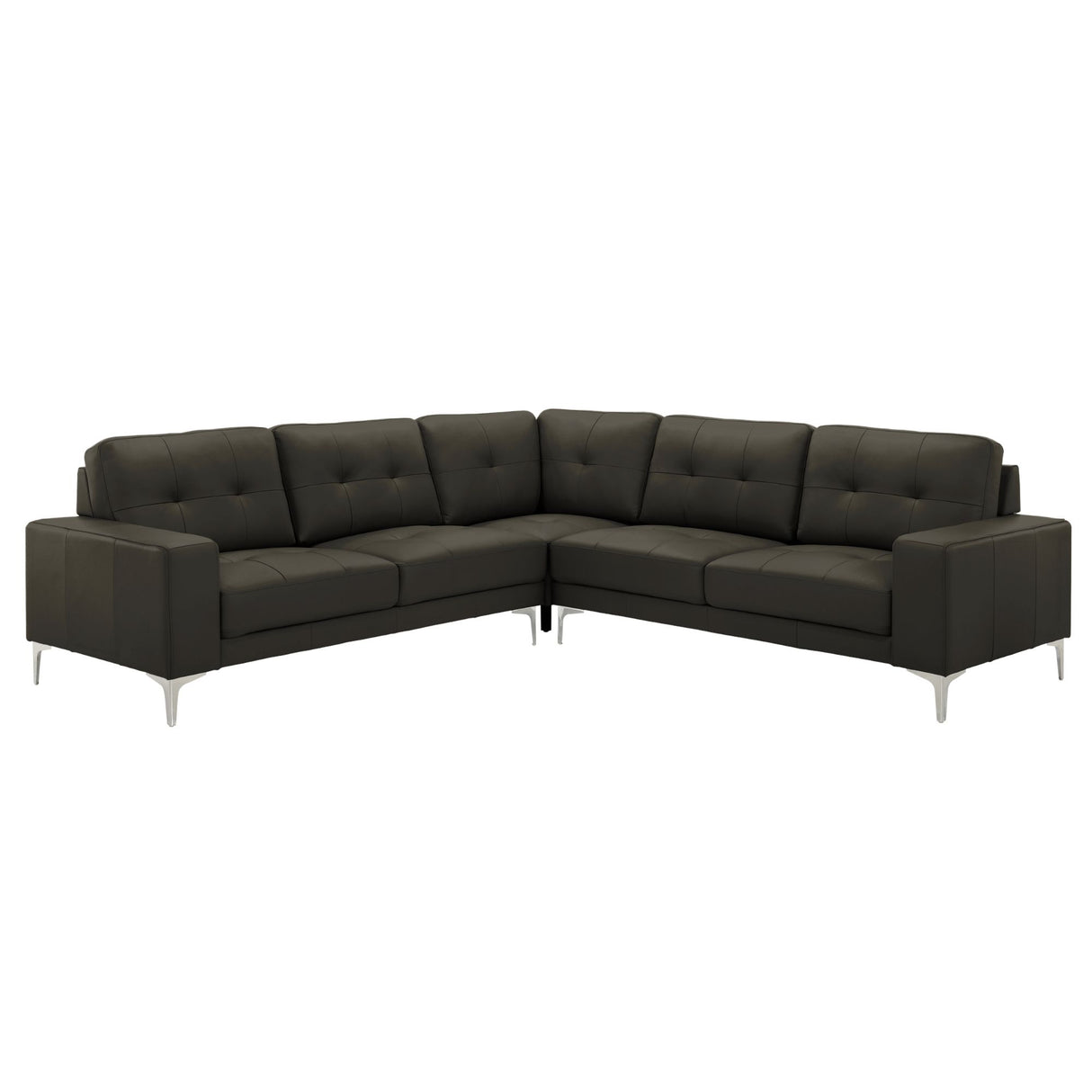 Pimentel - Leather Sectional Sofa With Tufted Back And Track Arms