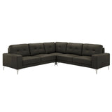 Pimentel - Leather Sectional Sofa With Tufted Back And Track Arms