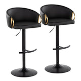 Claire - Adjustable Barstool With Rounded T Footrest (Set of 2) - Black Metal With Gold Metal Accent