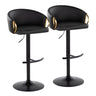Claire - Adjustable Barstool With Rounded T Footrest (Set of 2) - Black Metal With Gold Metal Accent