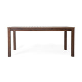Acacia Wood Outdoor Dining Table With Slatted Top - Dark Brown