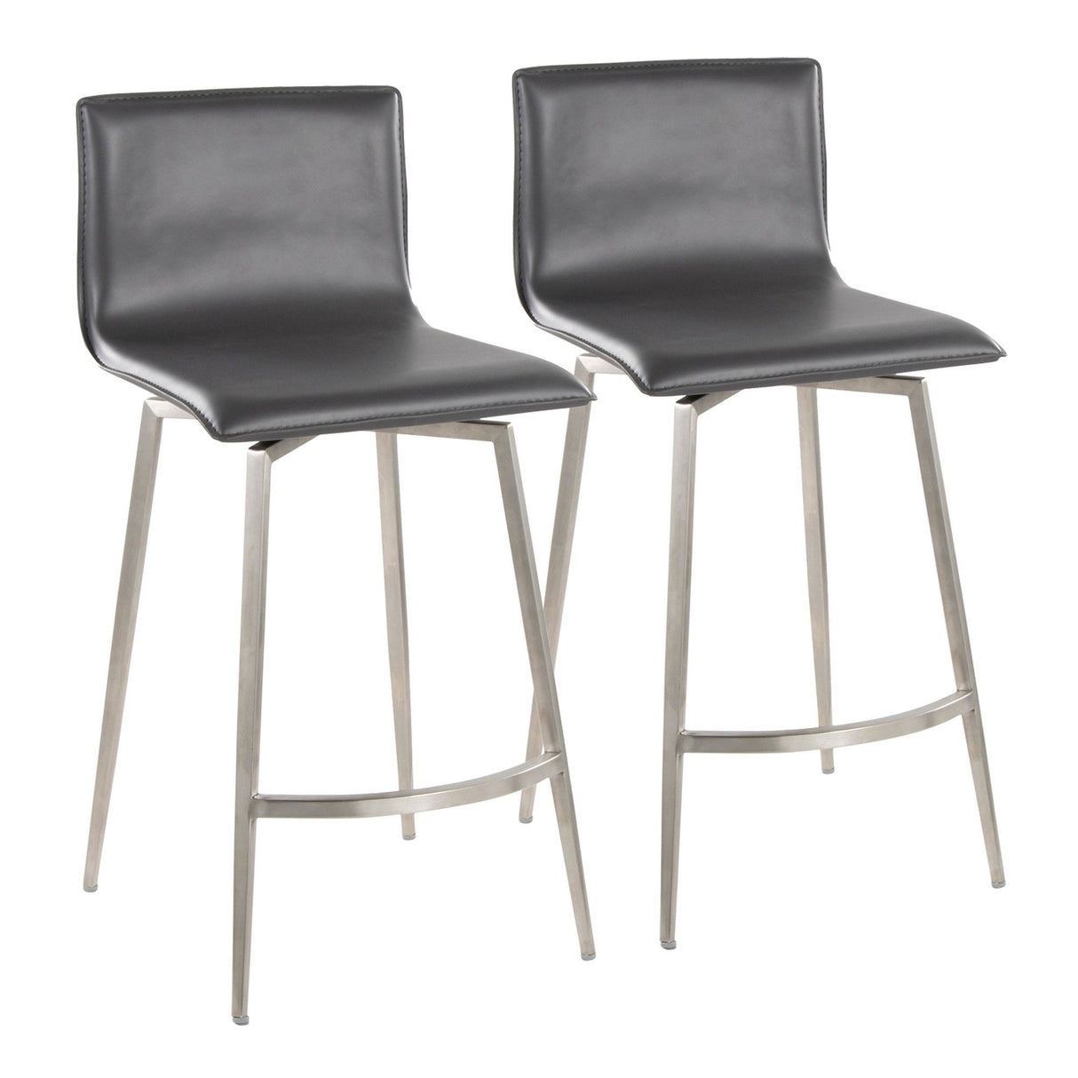 Mason - 26" Upholstered Fixed-Height Counter Stool With Swivel (Set of 2) - Stainless Steel