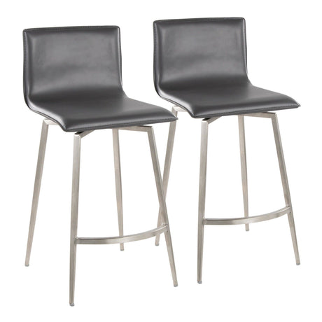Mason - 26" Upholstered Fixed-Height Counter Stool With Swivel (Set of 2) - Stainless Steel