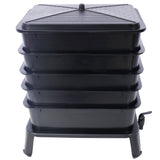 Eco Friendly 5 Layer Worm Compost Bin With 50L Capacity, Easy Setup Plastic Worm Farm Kit - Black