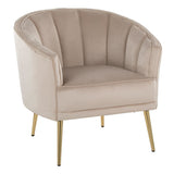 Tania - Contemporary/Glam Accent Chair - Gold Metal, Velvet