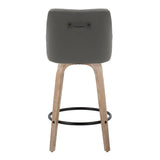 Hannah - Fixed-Height Counter Stool With Swivel And Round Black Metal Footrest (Set of 2) - Whitewashed Wood