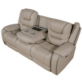 Power Reclining Sofa With USB Ports, Drop Down Table & Adjustable Headrest - Toffee