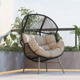 Cori - Outdoor Patio Egg Chair, With Cushion - Black / Khaki