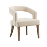 Wide Modern Barrel Open Back Upholstered Accent Chair With Weathered Solid Wood Legs