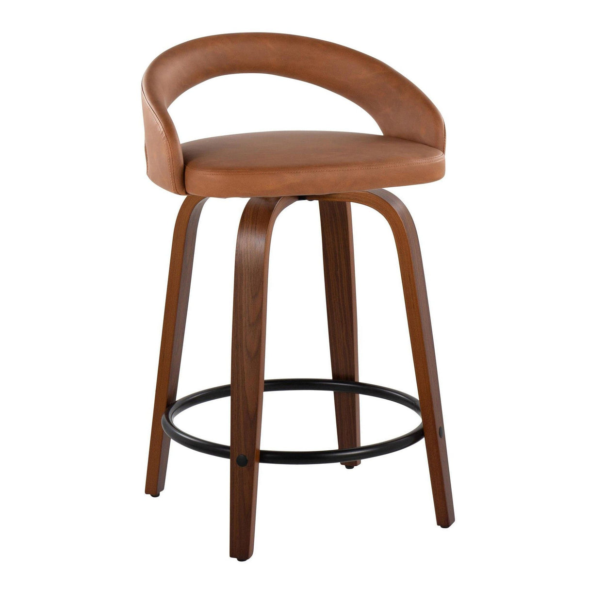 Grotto - 31" Upholstered Fixed-Height Counter Stool (Set of 2) - Walnut Wood Base