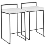 Fuji - Stackable Counter Stool With Cushion - Black Metal