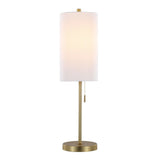 Bounty - Metal Buffet Lamp with Usb (Set of 2) - Gold Metal, White Linen