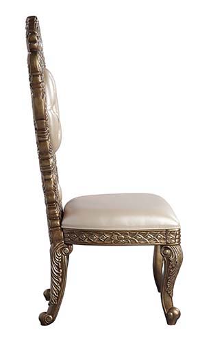 Constantine - Side Chair (Set of 2) - Synthetic Leather , Brown & Gold